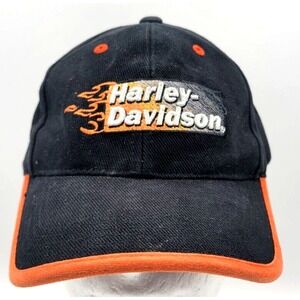 HARLEY DAVIDSON HAT CAP‎ FLAMES BLACK STRAPBACK 100% COTTON FT. LAUDERDALE MEN'S